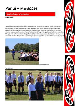 Pānui – March2014