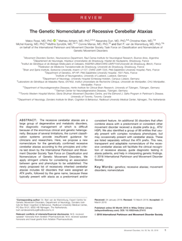 The Genetic Nomenclature of Recessive Cerebellar Ataxias