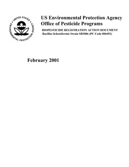 Technical Document for Bacillus Licheniformis Strain SB3086 Also