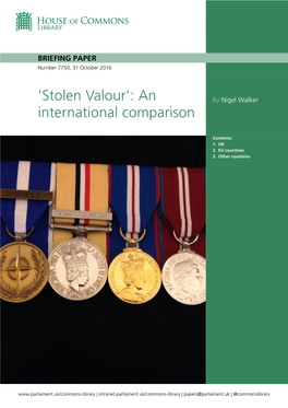 'Stolen Valour': an International Comparison
