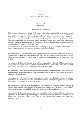 1 Tutti I Numeri Componenti La Classe III Di Stampe E Disegni Eccettuati