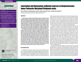 Laurentian and Amazonian Sediment Sources to Neoproterozoic– Lower Paleozoic Maryland Piedmont Rocks GEOSPHERE; V