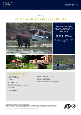 Canadian Grizzly Bear Adventure