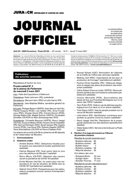 Journal Officiel No 09 Du 11.03.2021