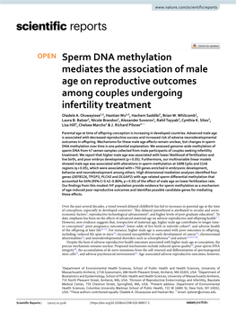 Sperm DNA Methylation Mediates the Association of Male Age on Reproductive Outcomes Among Couples Undergoing Infertility Treatment Oladele A