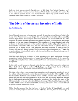 The Myth of the Aryan Invasion of India
