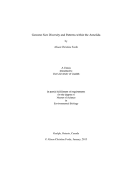 Genome Size Diversity and Patterns Within the Annelida