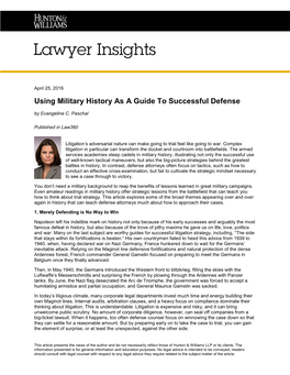 Using Military History As a Guide to Successful Defense, Law360