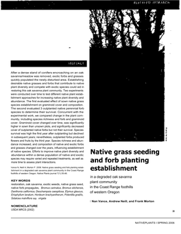 Native Grass Seeding and Forb Planting Establishment