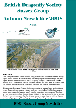 British Dragonfly Society Sussex Group Autumn Newsletter 2008