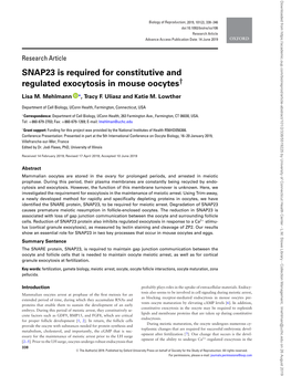 SNAP23 Is Required for Constitutive and Regulated Exocytosis in Mouse Oocytes†