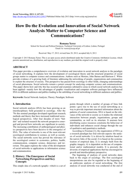 How Do the Evolution and Innovation of Social Network Analysis Matter to Computer Science and Communications?