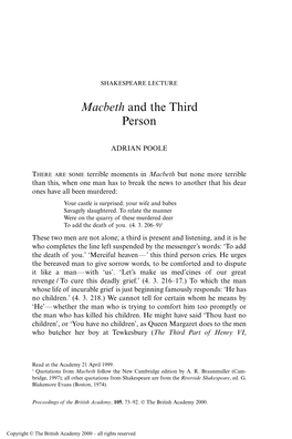 Macbeth and the Third Person
