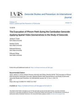 The Evacuation of Phnom Penh During the Cambodian Genocide: Applying Spatial Video Geonarratives to the Study of Genocide
