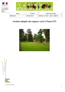 Gestion Adaptée Des Espaces Verts À Tours (37)