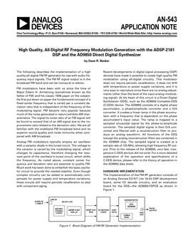 AN-543: High Quality, All-Digital RF Frequency Modulation Generation