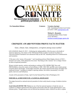 Cronkite Award Winners Prove Facts Matter