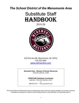 Substitute Staff HANDBOOK 2019-20