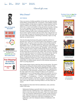 Why Chess? Purchases from Our Shop Help Keep Chesscafe.Com Freely Accessible: Jim Celone