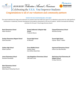 2019-2020 Volunteer Award Nominees