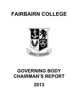 Governing Body Chairman's Report 2013