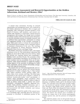 BRIEF NOTE Natural Areas Assessment and Research Opportunities at the Holden Arboretum, Kirtland and Mentor, Ohio1