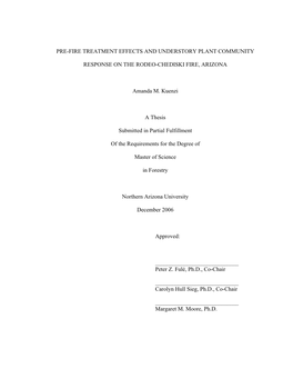 Pre-Fire Treatment Effects and Understory Plant Community