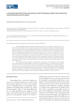 Lanternfish Otoliths (Teleostei, Myctophidae) from the Pliocene and Pleistocene of Japan