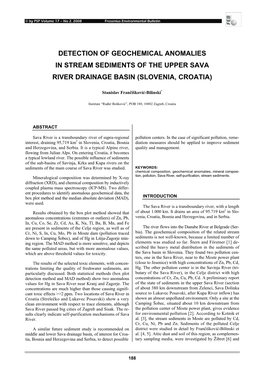 Detection of Geochemical Anomalies in Stream Sediments of the Upper Sava River Drainage Basin (Slovenia, Croatia)