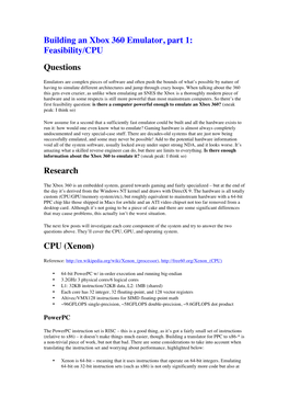 Building an Xbox 360 Emulator, Part 1: Feasibility/CPU Questions