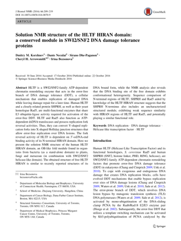 A Conserved Module in SWI2/SNF2 DNA Damage Tolerance Proteins