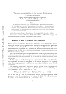 On Some Generalization of the Normal Distribution