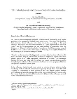Kandyan Kingdom Was Ruled by Nine Kings Who Belonged to Different Races, Religion and Cultural Backgrounds As a Result of They H