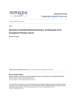 Elements of Transformational Learning in Small Groups of an Evangelical Christian Church