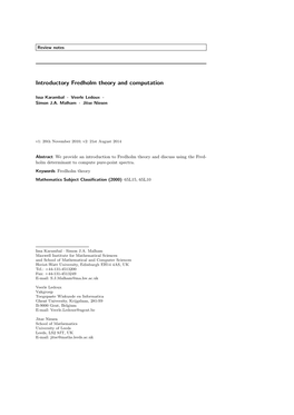 Introductory Fredholm Theory and Computation