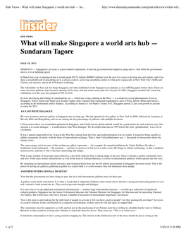 What Will Make Singapore a World Arts Hub — Su