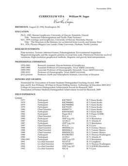 1 CURRICULUM VITA William W. Sager