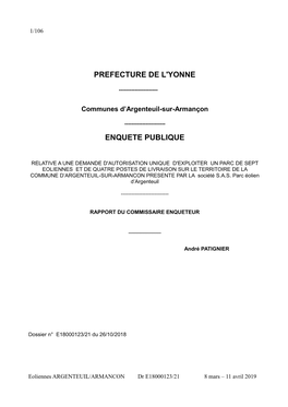 Prefecture De L'yonne Enquete Publique
