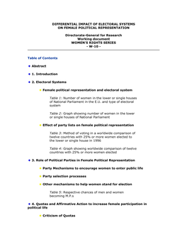 Differential Impact of Electoral Systems on Female Political Representation