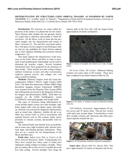 Differentiating Pit Structures Using Orbital Imagery As Informed by Earth Analogs