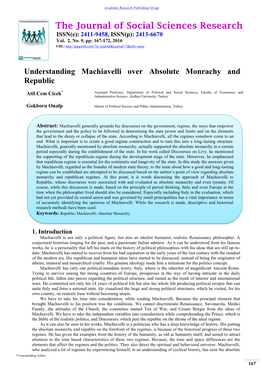 Understanding Machiavelli Over Absolute Monrachy and Republic
