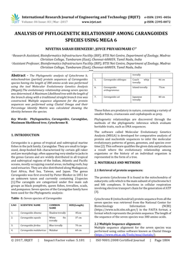 Analysis of Phylogenetic Relationship Among Carangoides Species Using Mega 6