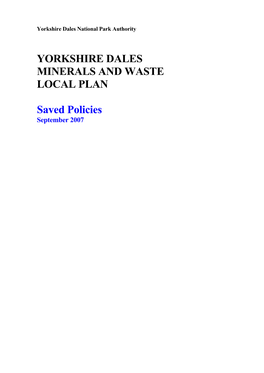 YDNPA Minerals and Waste Local Plan