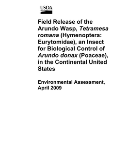 Field Release of the Arundo Wasp, Tetramesa Romana