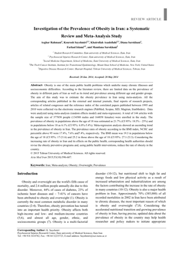 Investigation of the Prevalence of Obesity in Iran: a Systematic Review and Meta-Analysis Study