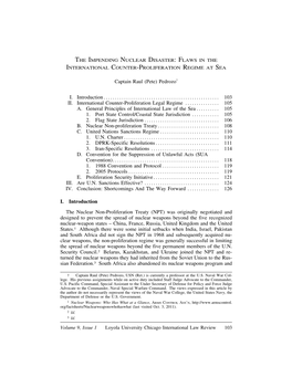 The Impending Nuclear Disaster: Flaws in the International Counter-Proliferation Regime at Sea