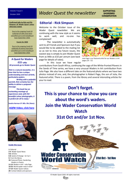 Wader Quest the Newsletter CONSERVATION