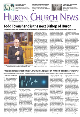 Todd Townshend Is the Next Bishop of Huron the Reverend Canon Dr