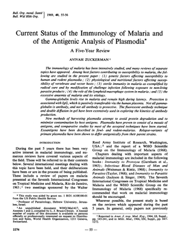 Of the Antigenicanalysis of Plasmodia*