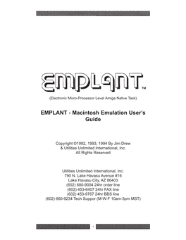 EMPLANT - Macintosh Emulation User’S Guide